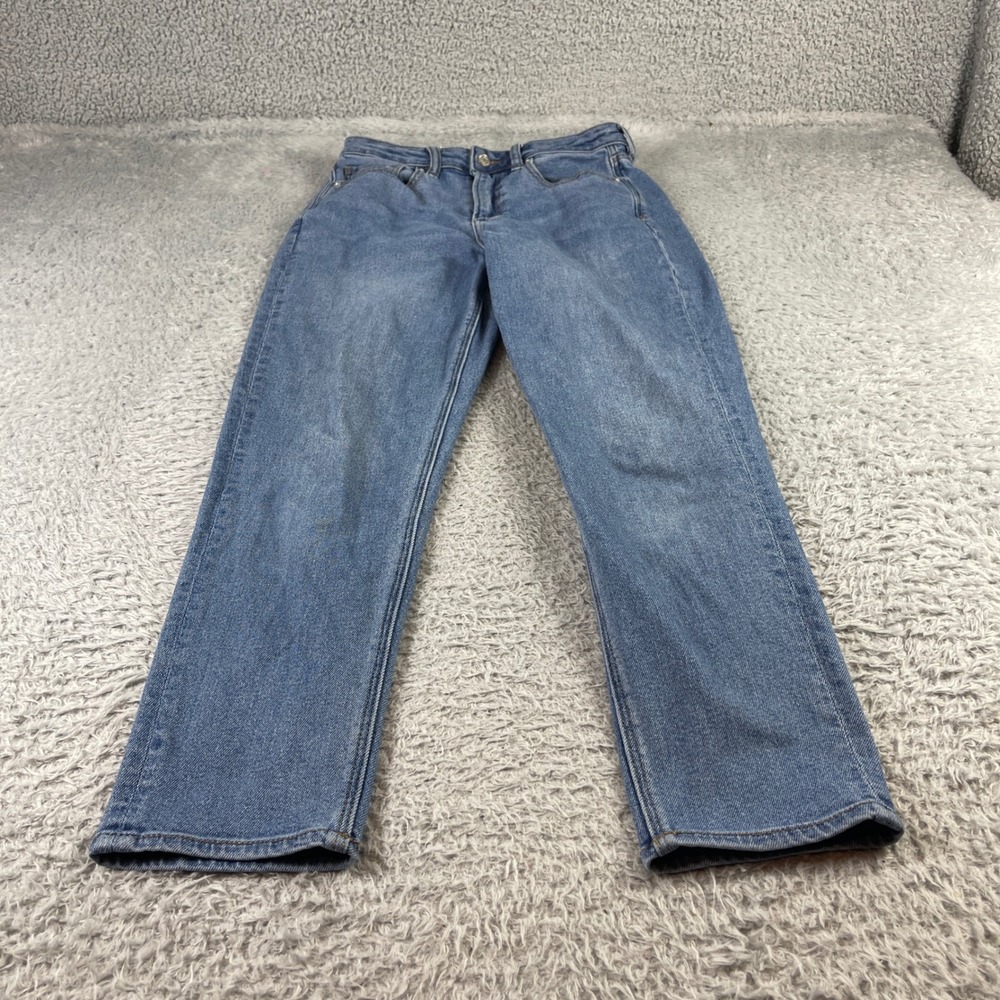 American Eagle Mom Jeans Medium Wash High Rise Stretch Denim Size 4 Regular